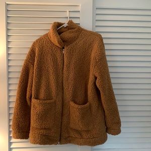 Brown Fuzzy Zip Up Jacket